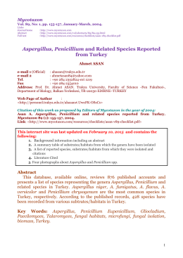 Aspergillus, Penicillium and related species reported