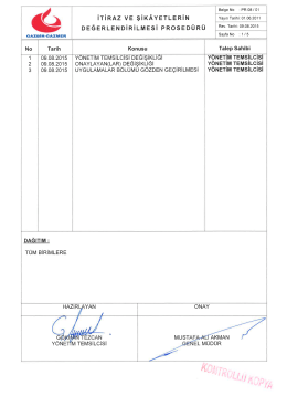 pr.08 itiraz ve şikayetlerin değerlendirilmesi prosedürü