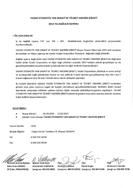 vAzAKi oToıvıoTiv YAN sANAvi ve TİCARET ANONİM şiRKı-:Ti