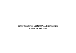 Senior Invigilator List for FINAL Examinations