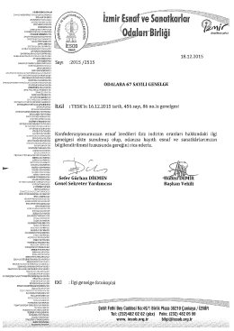 2015/67 - Esnaf Kredileri Faiz İndirim Oranı