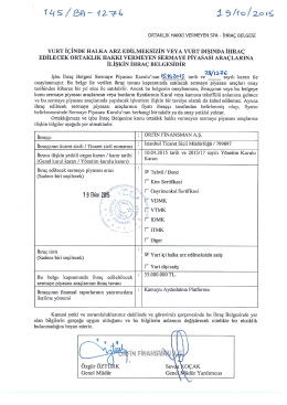 Ekim 2015 Tahvil İhracı