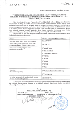 Ziraat Finansal Kiralama A.Ş. İhraç Belgesi