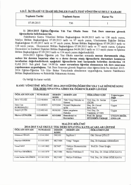 tek ders liste - İktisadi ve İdari Bilimler Fakültesi