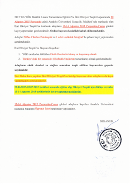 2015 Yılı Y&Ouml;K Denklik Lisans Tamamlama Eğitimi Ve İlmi H&uuml;viyet