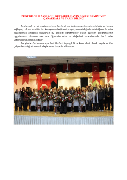 Mart Ayı Değeri Samimiyet,Çanakkale ve Tarih Bilinci