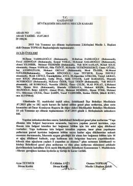 T.c. ._ __ GAZIANTEP _ BUYUKŞEHİR BELEDIYE MECLIs KARARI