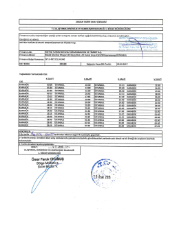 I zAMAN TARİFE oNAY &ccedil;İzELGEsİ