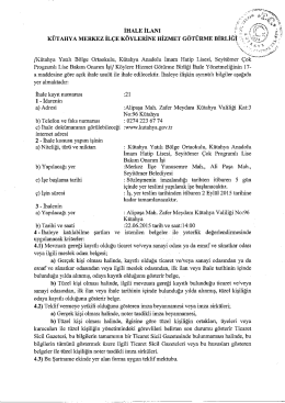 İHALE ILAN I [Kütahya Yatılı Bölge Ortaokulu, Kütahya Anadolu