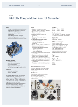 Hidrolik Pompa-Motor Kontrol Sistemleri