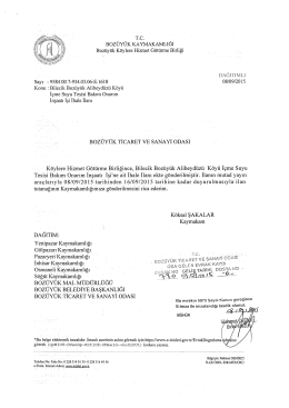 T.c. BOZÜYÜK KAYMAKAMLIĞI - Bozüyük Ticaret ve Sanayi Odası