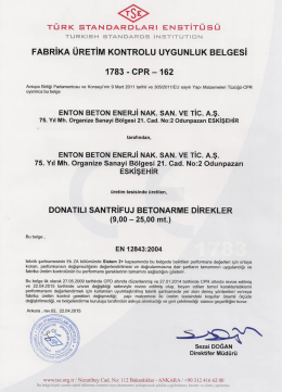 FABRİKA &Uuml;RETİM KoNTRoLu uYGUNLuK BELGESİ