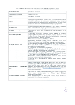 GELENEKSEL 10.G&Ouml;KY&Uuml;Z&Uuml; ŞİİR okuMA YARIŞMASI ŞARTNAMESİ