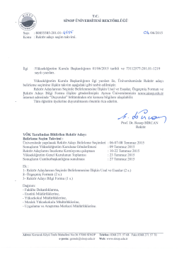 Rektörlük Adayı Seçim Takvimi