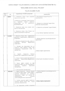 beslenme dostu yıllık plan - Darıca Neşet Yalçın Anadolu Lisesi