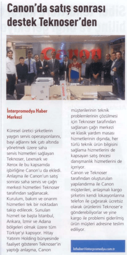 Canon`da satış sonrası destek Teknoser`den