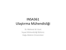 INSA361 Ulaştırma Mühendisliği