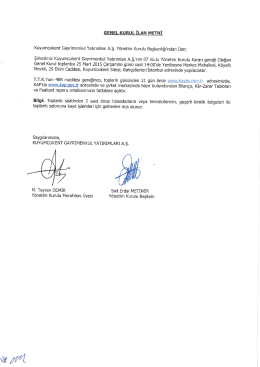 genel kurul ilan metni - kuyumcukent gayrimenkul yatırımları a.ş.