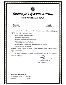 Genis Yetkili Aracı Kurum Lisansi