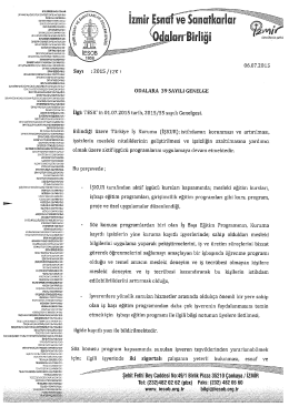 2015/39 - İŞKUR İşbaşı Eğitim programı
