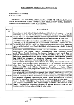 2015 yılı eyl&uuml;l ayı meclis karar &ouml;zetleri