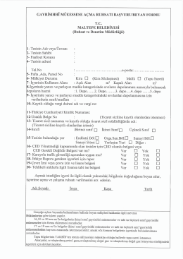 Gayrisıhhi M&uuml;essese Ruhsatı Beyan Formu