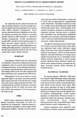 PROSTAT kANsERlNoE FETAL HEMoGLoBtNlN DEĞERİ