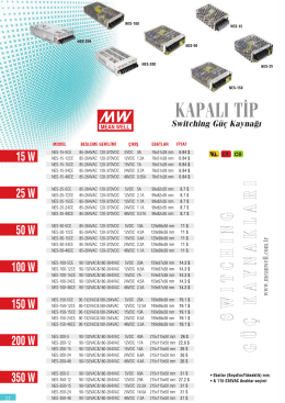 MEANWELL G&uuml;&ccedil; Kaynağı Fiyat Listesi 2013