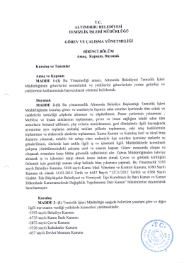 T.c. ALTıNoRDU BELEDİYESİ TEMİZLİK İŞLERİ M&Uuml;D&Uuml;RLUĞU