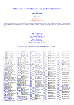 CODE LIST of the WORLD for the CURRENT CESA