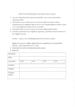 2015 Fizik Olimpiyatları Kış Kampı Sonu Sınavı: