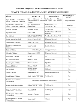 2015 yılı Muayene ve Kabul Komisyonu &Uuml;yeleri