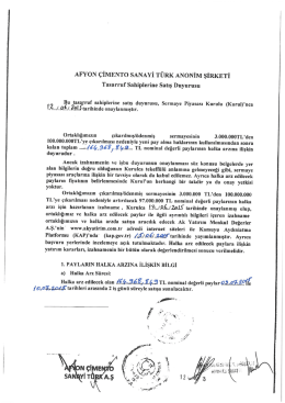 Tasarruf Sahiplerine Satış Duyurusu