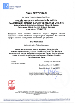 ISO 9001:2008 Sertifikası