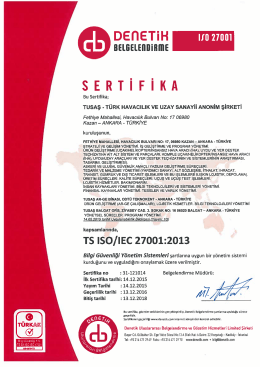 TS ISO/IEC 27001:2006 Bilgi Güvenliği Yönetim Sistemi