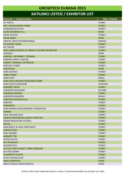 growtech eurasıa 2015 katılımcı listesi / exhıbıtor lıst