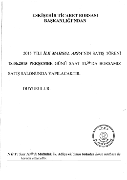 ESKİŞEHİR TİCARET BORSASI - Eskişehir Ticaret Borsası