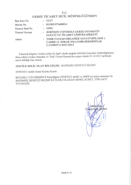T.C. GEBZE TİCARET SİCİL M&Uuml;D&Uuml;RL&Uuml;Ğ&Uuml;NDEN