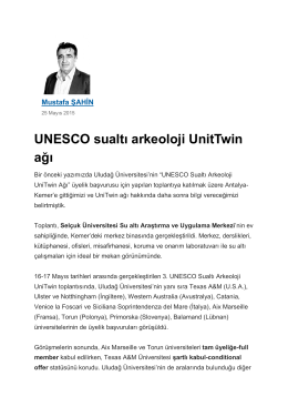 “UNESCO sualtı arkeoloji UnitTwin ağı”,Yeni