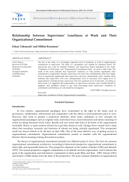 Relationship between Supervisors` Loneliness at Work and Their
