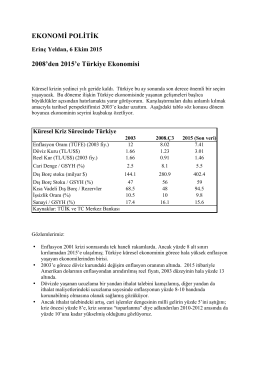 EKONOMİ POLİTİK 2008`den 2015`e Türkiye Ekonomisi