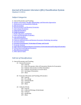 Journal of Economic Literature (JEL) Classification System