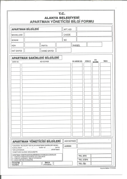 Apartman Y&ouml;neticisi Bilgi Formu