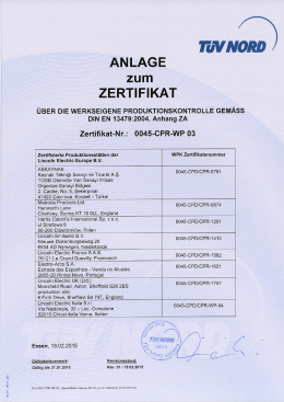 TUV Nord Certificate - Lincoln Electric Europe