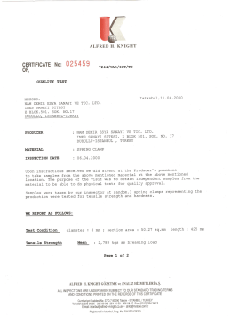 CERTIFICATE No: 0254 59 - Nam Demir Eşya San. Tic. ve Ltd. Şti.