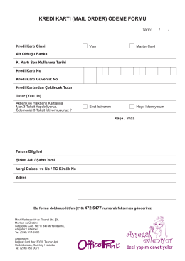 KREDİ KARTI (MAIL oRDER) &ouml;DEME FoRMu