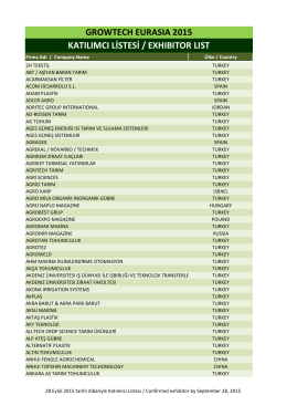 growtech eurasıa 2015 katılımcı listesi / exhıbıtor lıst