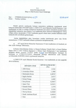 2015 Yılı Temmuz Ayına Ait Yurtdışı Aylıklarına İlişkin