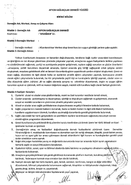 _ I, AFYON sAĞLıkçıLAR DERNEĞİ TÜZÜĞÜ