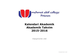 Kalendari Akademik Akademik Takvim 2015-2016
